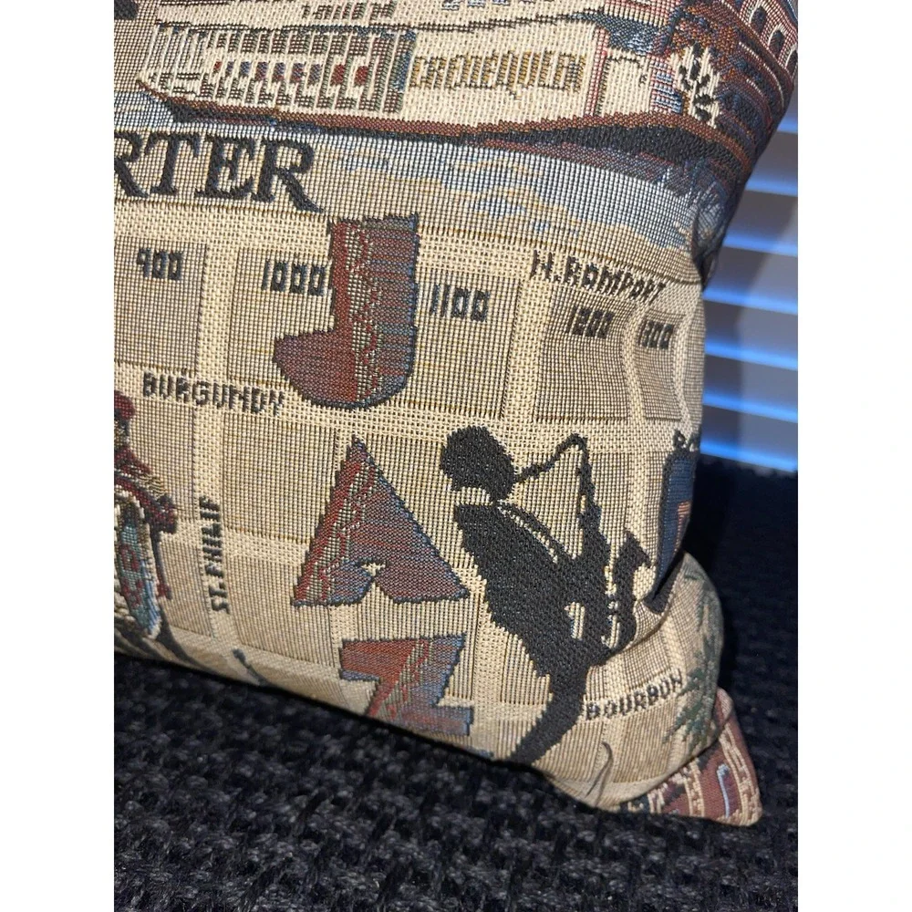 Vintage New‎ Orleans Jazz Themed Tapestry Pillows - Set Of 2